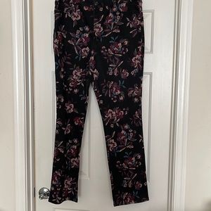 Black flowered jeans